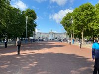 The Mall lined with policemen and later with soldiers of the Household Devision..