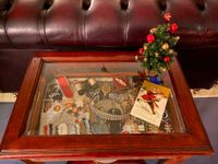 Display Table with antique Christmas items